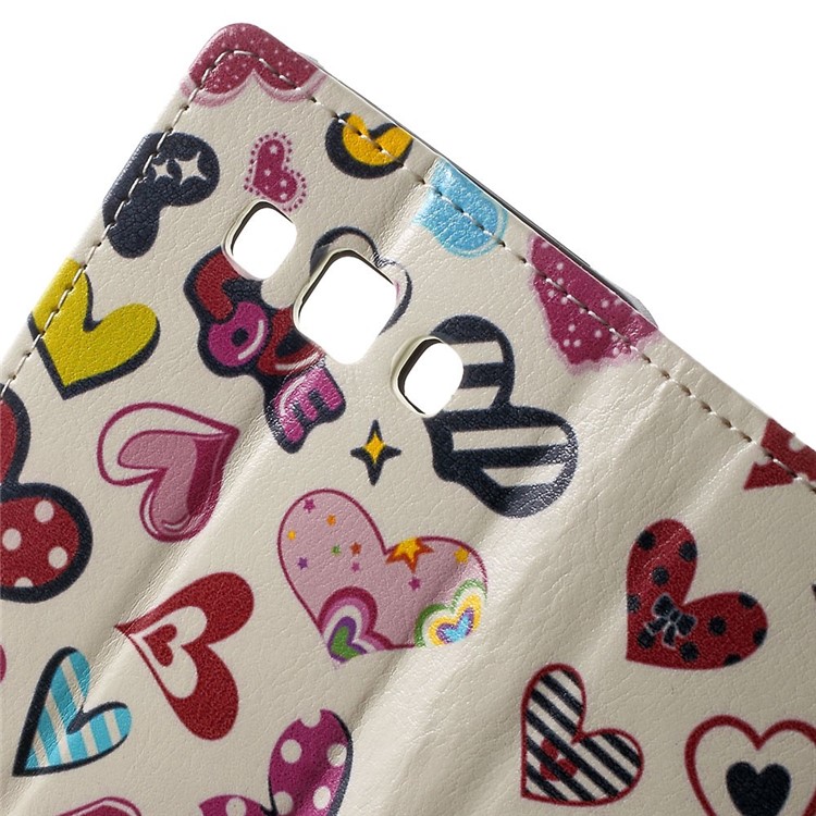 Colorized Hearts Leather Magnetic Cover w/ Stand for Samsung Galaxy A3 SM-A300F-6