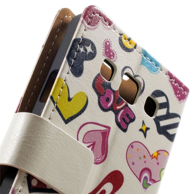 Colorized Hearts Leather Magnetic Cover w/ Stand for Samsung Galaxy A3 SM-A300F-7