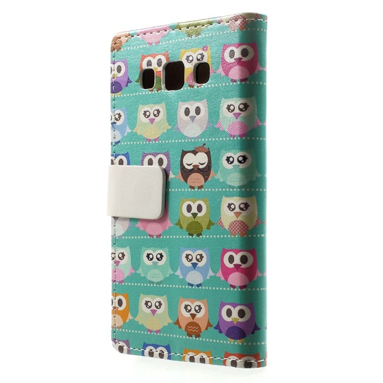 Multiple Owls Wallet Leather Stand Cover for Samsung Galaxy A3 SM-A300F - Cyan Background-2