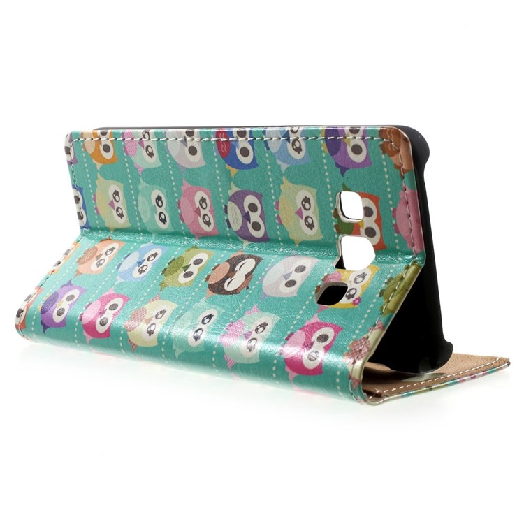 Multiple Owls Wallet Leather Stand Cover for Samsung Galaxy A3 SM-A300F - Cyan Background-3