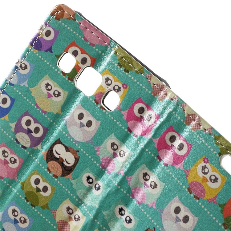 Multiple Owls Wallet Leather Stand Cover for Samsung Galaxy A3 SM-A300F - Cyan Background-6