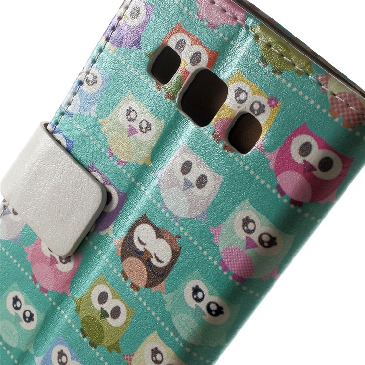 Multiple Owls Wallet Leather Stand Cover for Samsung Galaxy A3 SM-A300F - Cyan Background-7