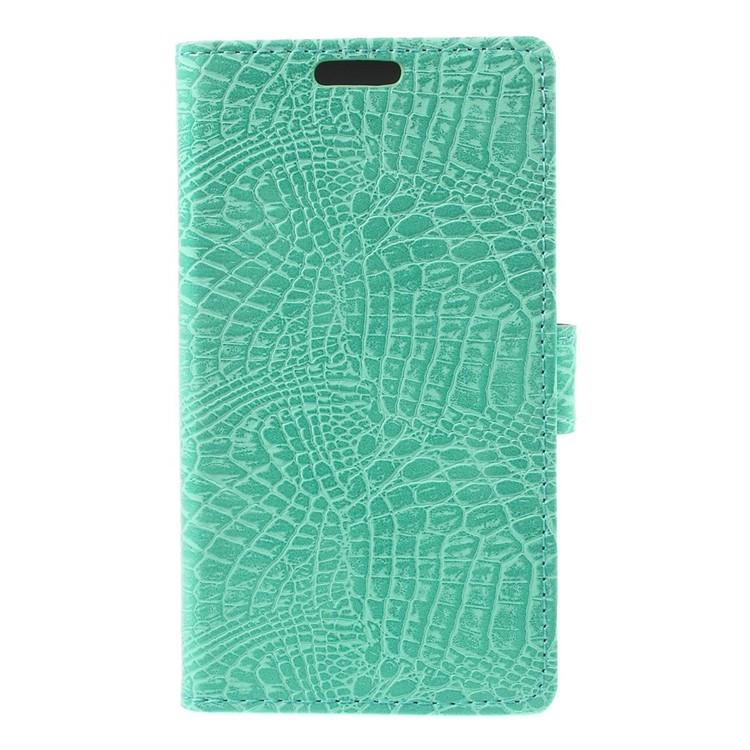 Crocodile Texture Leather Magnetic Case w/ Card Slots for Samsung Galaxy A3 SM-A300F - Cyan-3