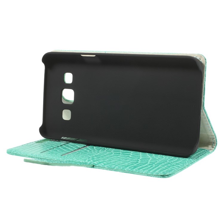 Crocodile Texture Leather Magnetic Case w/ Card Slots for Samsung Galaxy A3 SM-A300F - Cyan-4