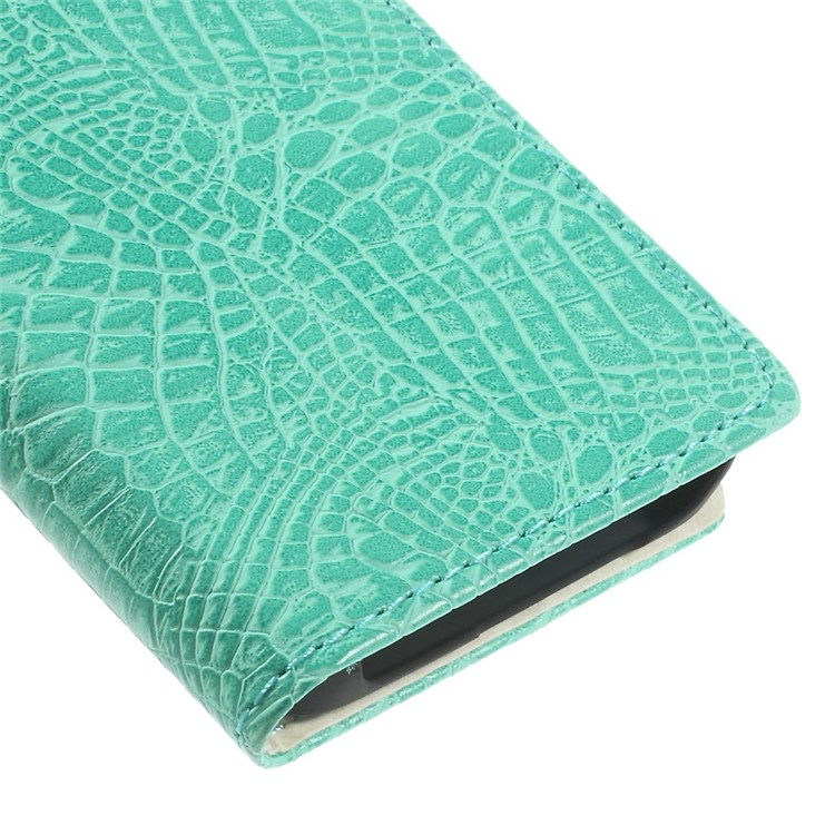 Crocodile Texture Leather Magnetic Case w/ Card Slots for Samsung Galaxy A3 SM-A300F - Cyan-7