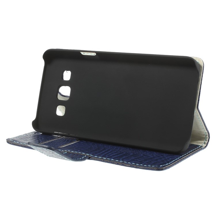 Crocodile Texture Magnetic Leather Stand Case for Samsung Galaxy A3 SM-A300F - Dark Blue-4