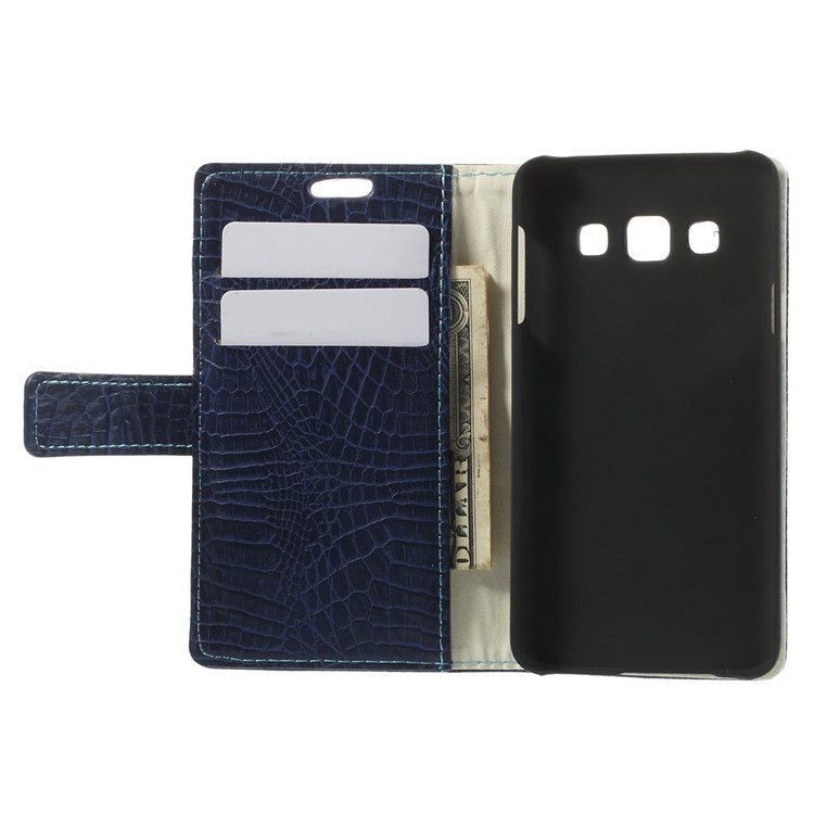 Crocodile Texture Magnetic Leather Stand Case for Samsung Galaxy A3 SM-A300F - Dark Blue-6