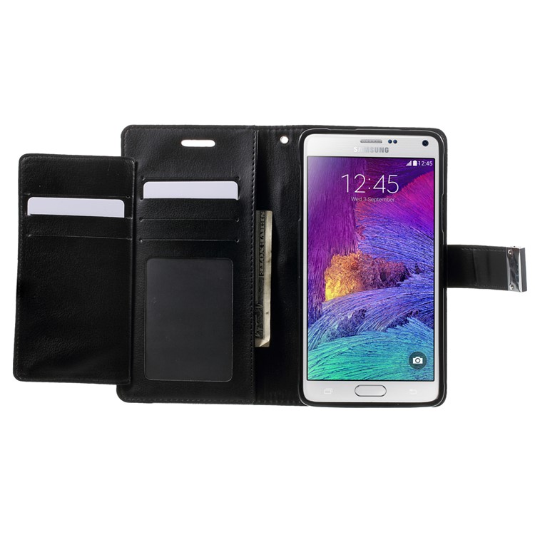 Mercury GOOSPERY Rich Diary Wallet Leather Case for Samsung Galaxy Note 4 N910 - Black-3