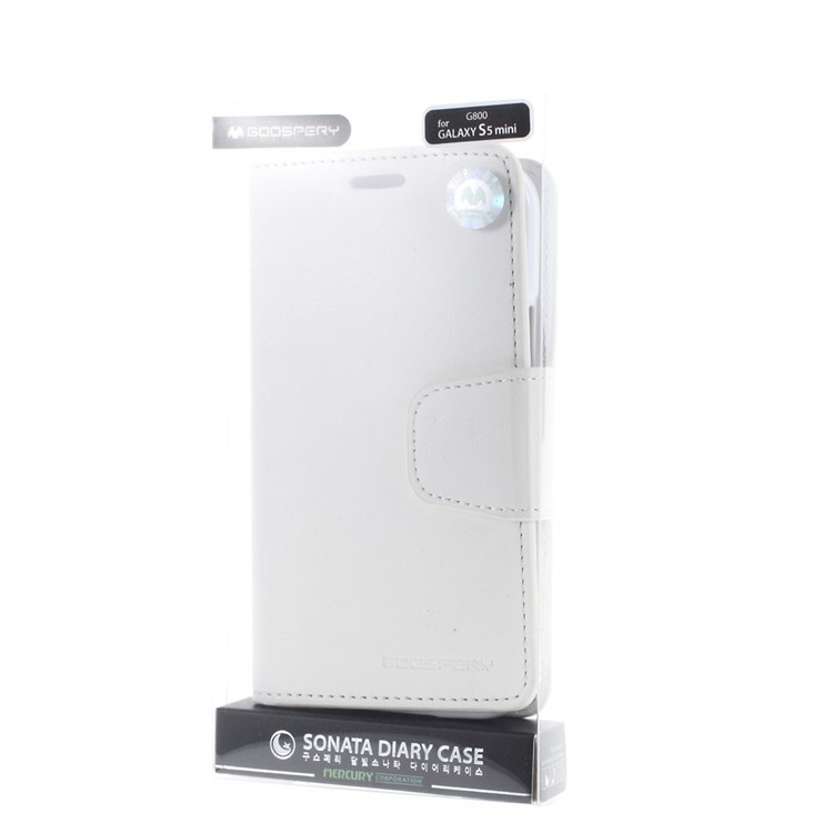 Mercury GOOSPERY Sonata Diary Wallet Leather Stand Cover for Samsung Galaxy S5 mini G800 - White-8