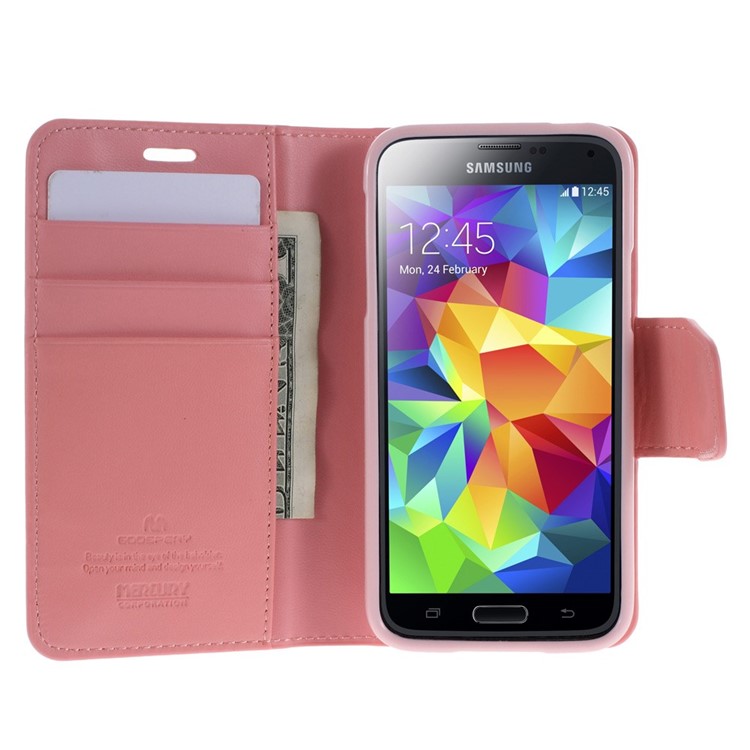 Mercury GOOSPERY Sonata Diary Magnetic Leather Stand Cover for Samsung Galaxy S5 mini G800 - Pink-3