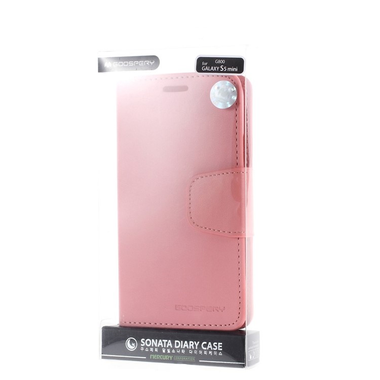 Mercury GOOSPERY Sonata Diary Magnetic Leather Stand Cover for Samsung Galaxy S5 mini G800 - Pink-8