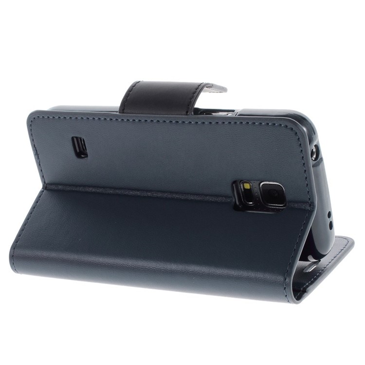 Mercury GOOSPERY Sonata Diary PU Leather Stand Cover for Samsung Galaxy S5 mini G800 - Dark Blue-3
