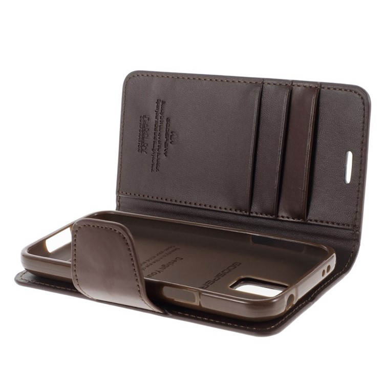 Mercury GOOSPERY Sonata Diary Leather Wallet Case w/ Stand for Samsung Galaxy S5 mini G800 - Coffee-5