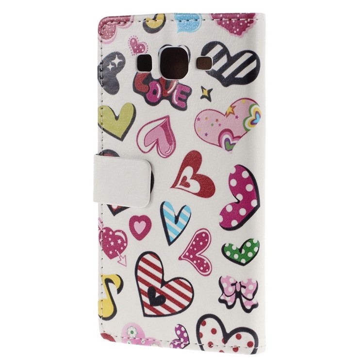 For Samsung Galaxy Grand Prime SM-G530H Folio Stand Leather Wallet Case - LOVE Cartoon Hearts-2
