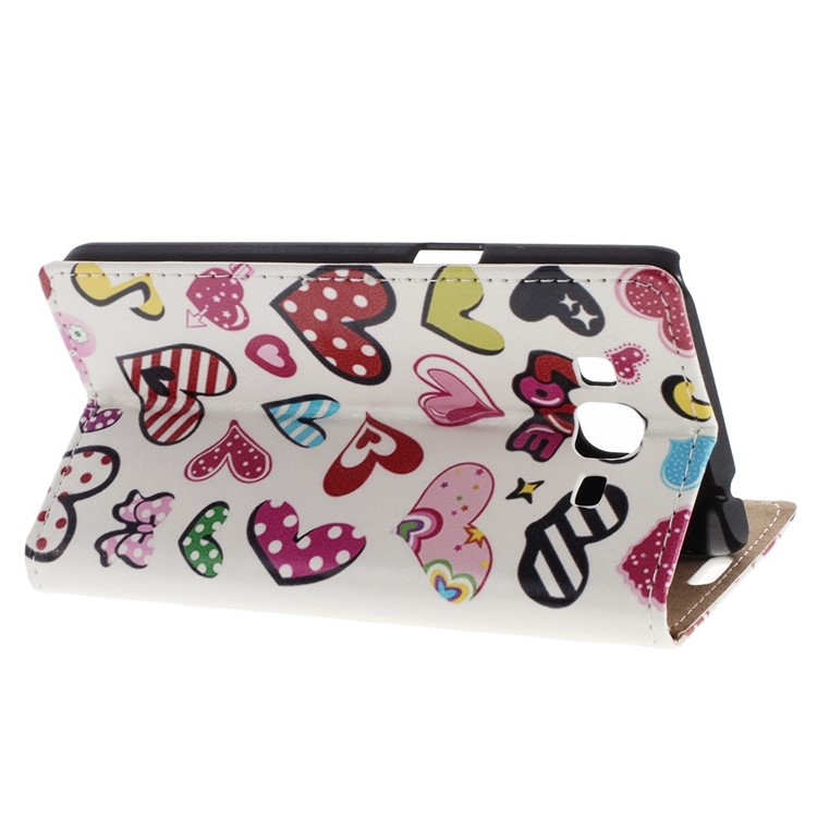 For Samsung Galaxy Grand Prime SM-G530H Folio Stand Leather Wallet Case - LOVE Cartoon Hearts-4