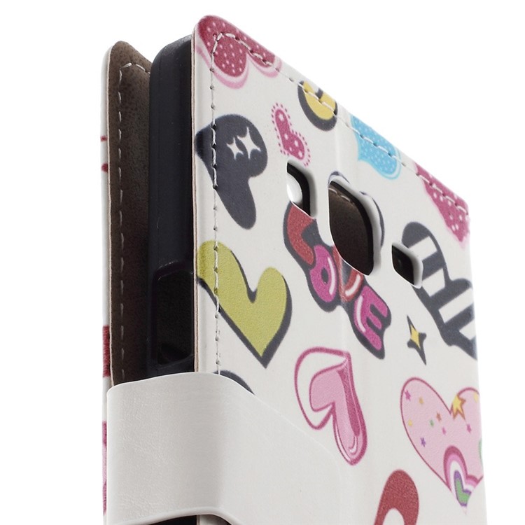 For Samsung Galaxy Grand Prime SM-G530H Folio Stand Leather Wallet Case - LOVE Cartoon Hearts-7