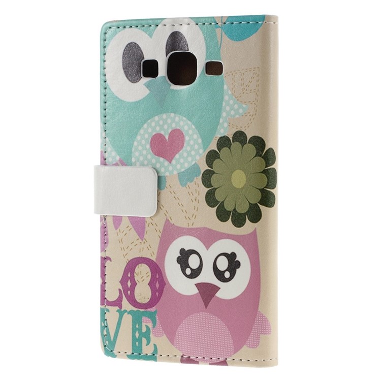 Magnetic Leather Wallet Cover Stand for Samsung Galaxy Grand Prime SM-G530H - LOVE Owl Couple-2