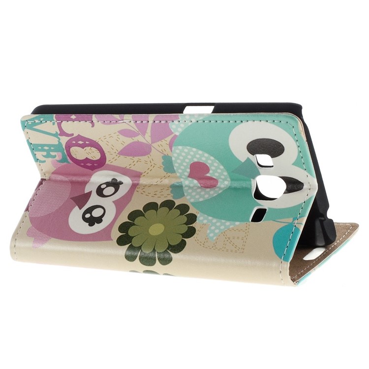 Magnetic Leather Wallet Cover Stand for Samsung Galaxy Grand Prime SM-G530H - LOVE Owl Couple-3