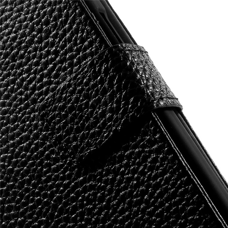 Genuine Full Grain Litchi Skin Wallet Leather Stand Case for Samsung Galaxy Core Prime SM-G360 - Black-7