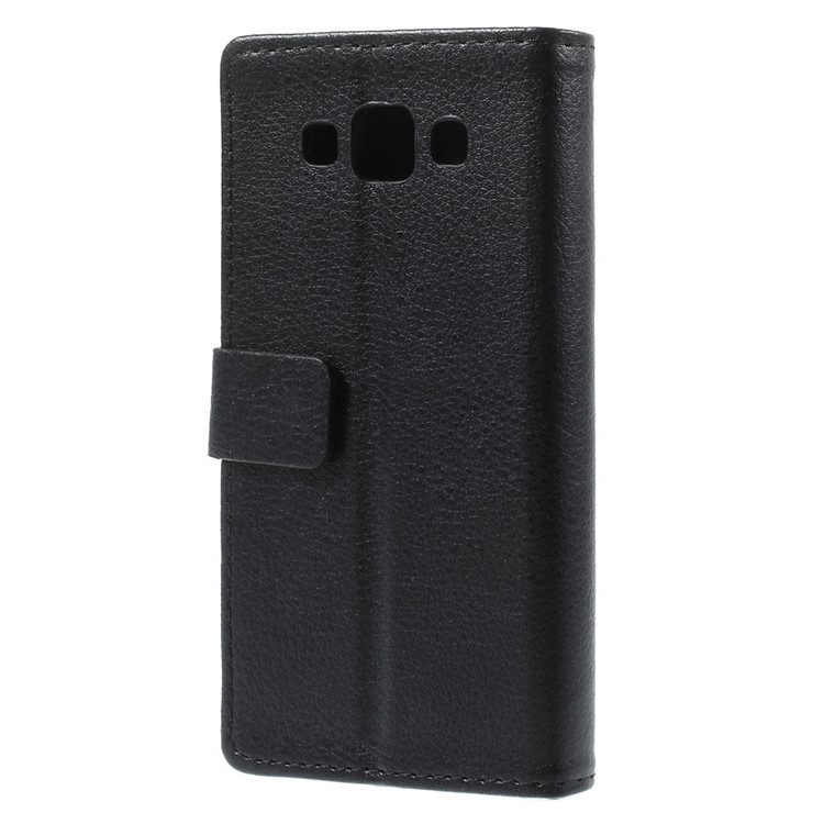 Litchi Skin Wallet Leather Stand Case for Samsung Galaxy A5 SM-A500F - Black-2