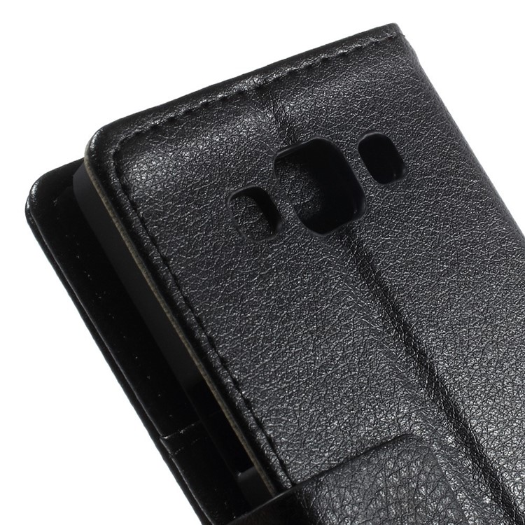 Litchi Skin Wallet Leather Stand Case for Samsung Galaxy A5 SM-A500F - Black-9