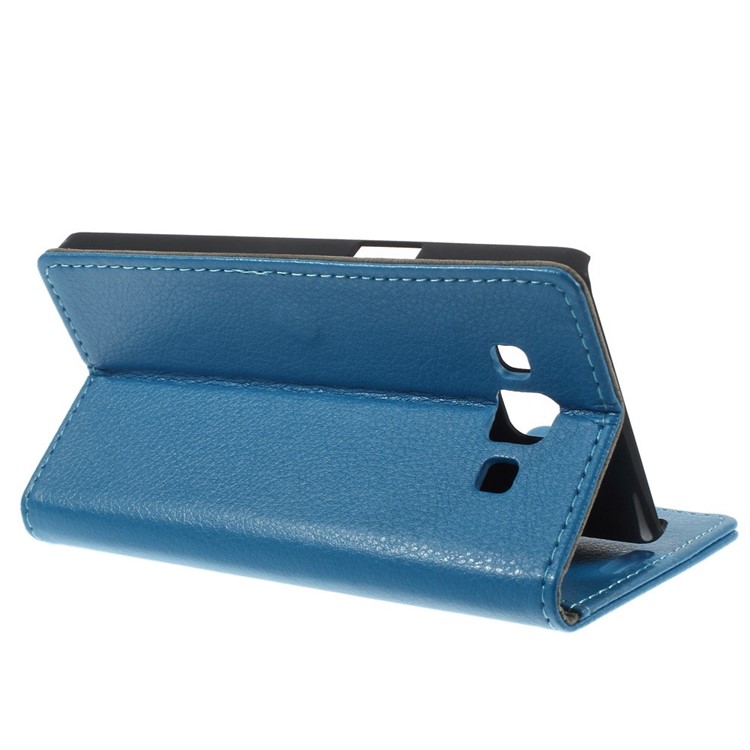 Litchi Skin Leather Card Holder Case for Samsung Galaxy A5 SM-A500F - Blue-5