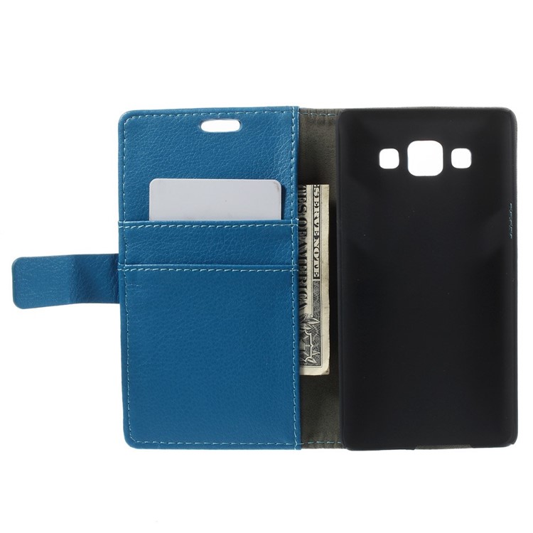 Litchi Skin Leather Card Holder Case for Samsung Galaxy A5 SM-A500F - Blue-6