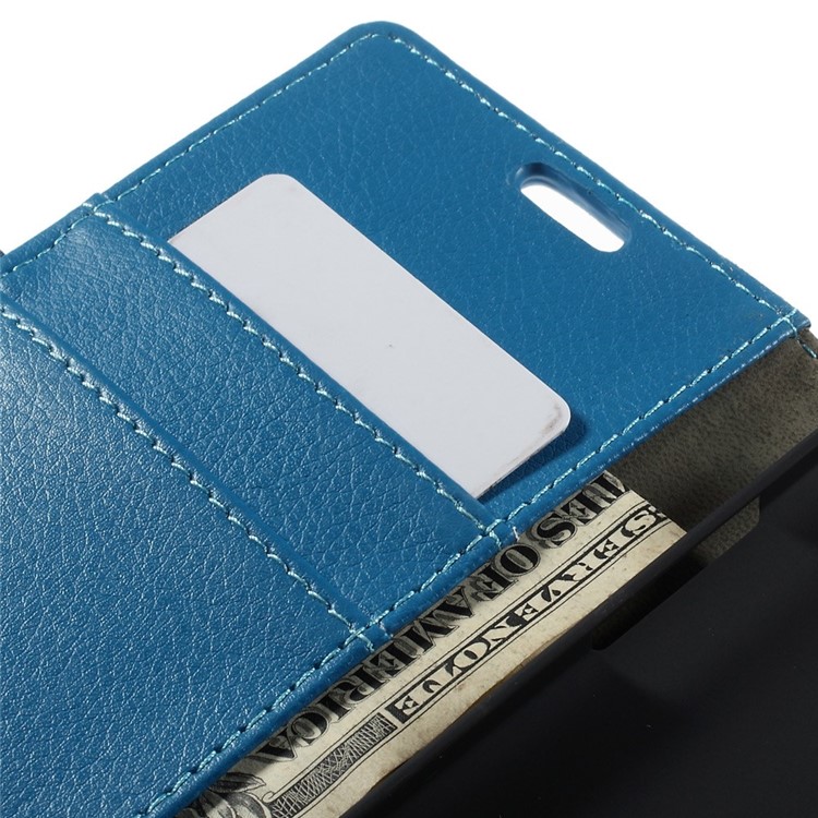 Litchi Skin Leather Card Holder Case for Samsung Galaxy A5 SM-A500F - Blue-7