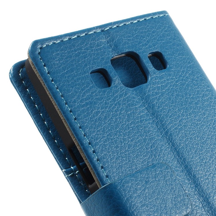 Litchi Skin Leather Card Holder Case for Samsung Galaxy A5 SM-A500F - Blue-9