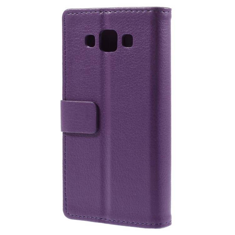 Litchi Skin Wallet Leather Stand Cover for Samsung Galaxy A5 SM-A500F - Purple-2