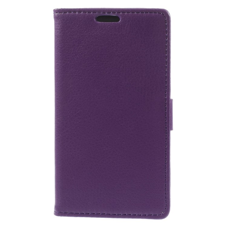Litchi Skin Wallet Leather Stand Cover for Samsung Galaxy A5 SM-A500F - Purple-3