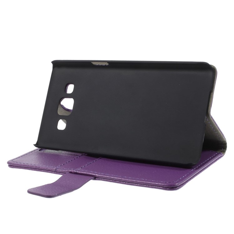 Litchi Skin Wallet Leather Stand Cover for Samsung Galaxy A5 SM-A500F - Purple-4