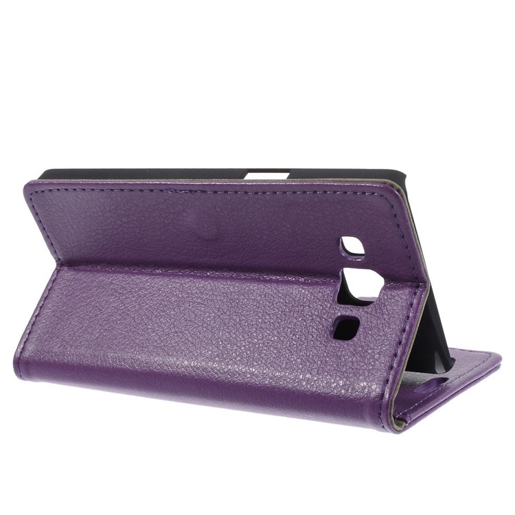 Litchi Skin Wallet Leather Stand Cover for Samsung Galaxy A5 SM-A500F - Purple-5