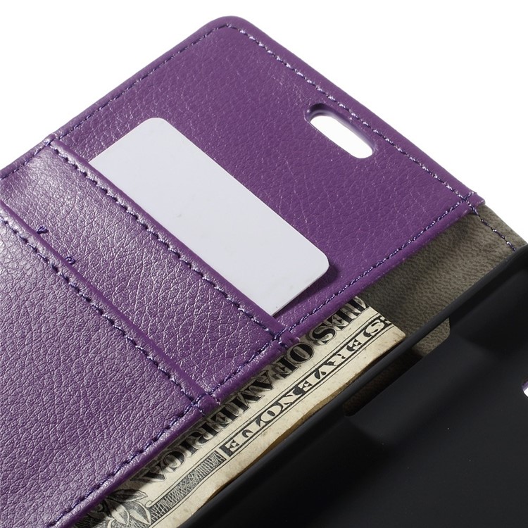 Litchi Skin Wallet Leather Stand Cover for Samsung Galaxy A5 SM-A500F - Purple-7