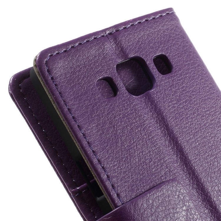Litchi Skin Wallet Leather Stand Cover for Samsung Galaxy A5 SM-A500F - Purple-9