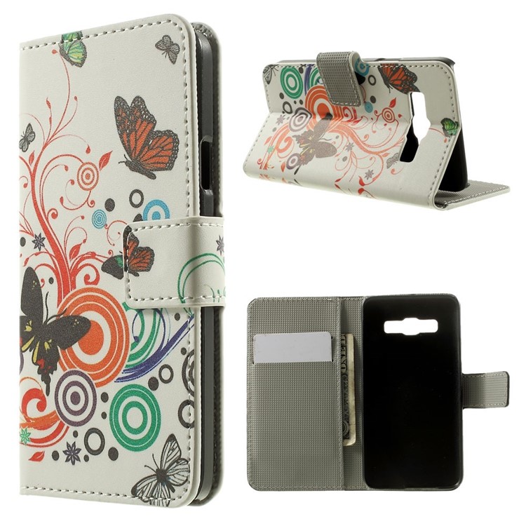 Butterfly Circles Wallet Leather Stand Cover Case for Samsung Galaxy A3 SM-A300F-1
