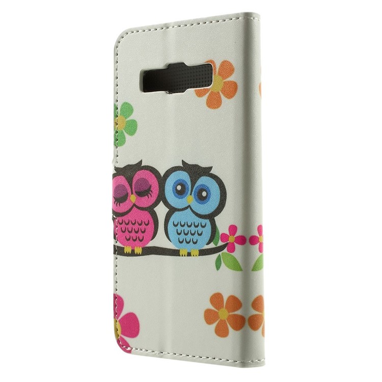 Two Owls & Flowers Wallet Leather Stand Cover for Samsung Galaxy A3 SM-A300F-2