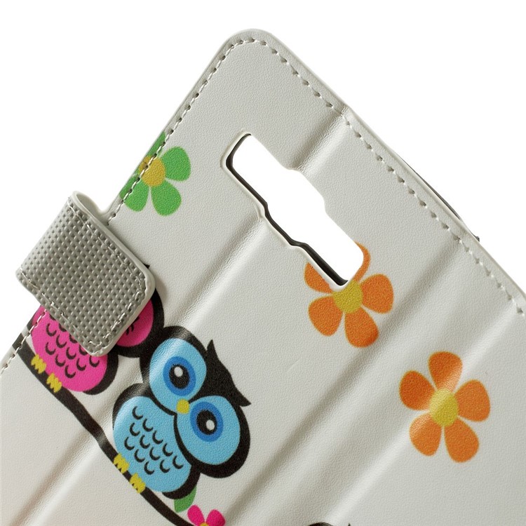 Two Owls & Flowers Wallet Leather Stand Cover for Samsung Galaxy A3 SM-A300F-5