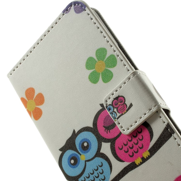 Two Owls & Flowers Wallet Leather Stand Cover for Samsung Galaxy A3 SM-A300F-6