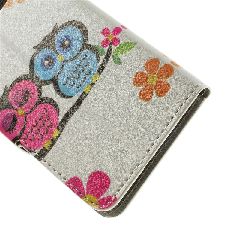 Two Owls & Flowers Wallet Leather Stand Cover for Samsung Galaxy A3 SM-A300F-7