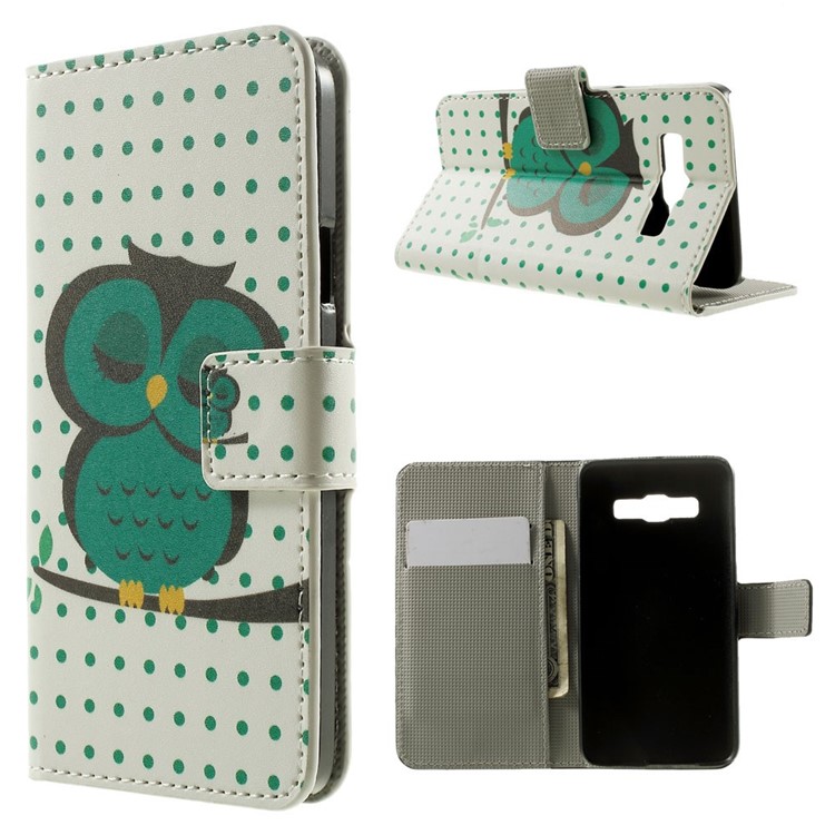 Sleeping Owl on the Branch Wallet Leather Stand Cover for Samsung Galaxy A3 SM-A300F-1