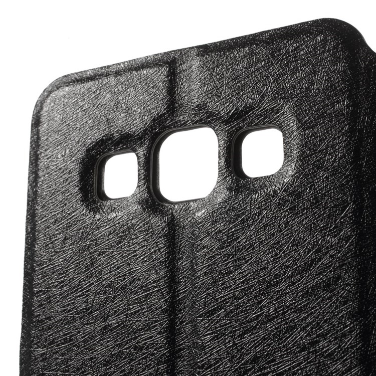 Silk Texture Dual View Windows Folio Leather Stand Case for Samsung Galaxy A3 SM-A300F - Black-9