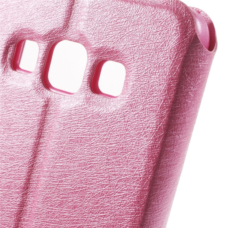 Silk Texture Dual View Windows Leather Magnetic Case w/ Stand for Samsung Galaxy A3 SM-A300F - Rose-8