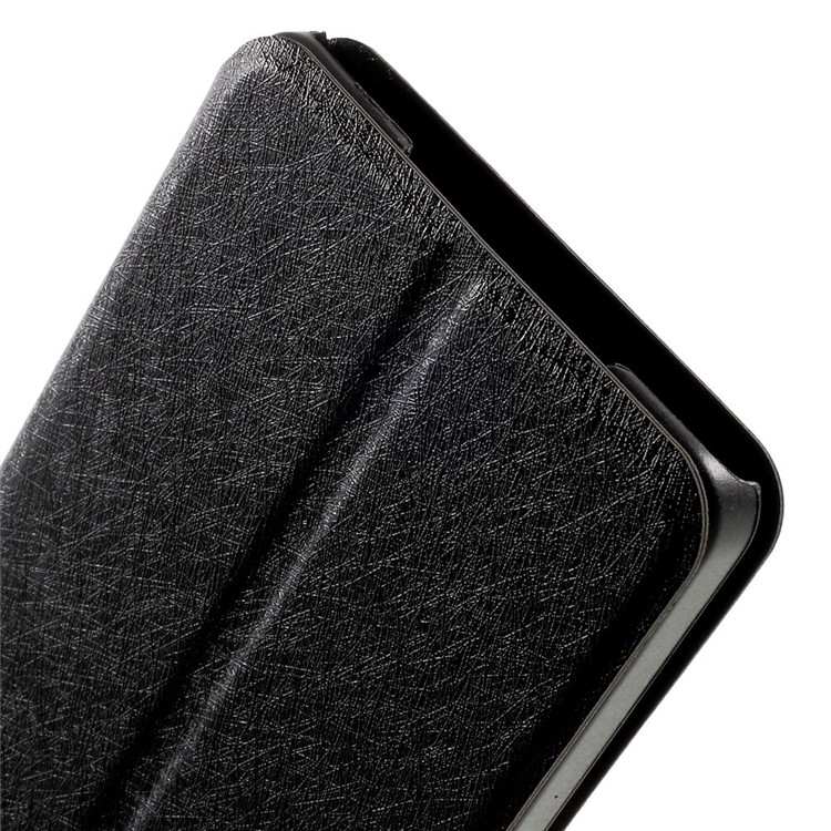 Dual-window Silk Leather Bracket Case for Samsung Galaxy A5 SM-A500F - Black-8
