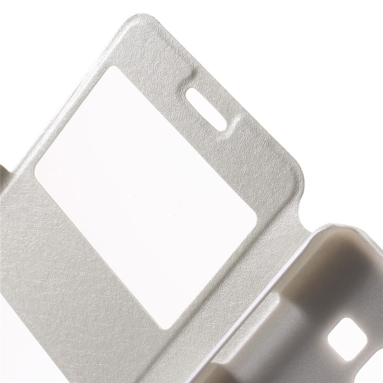 Dual-window Silk Leather Bracket Case for Samsung Galaxy A5 SM-A500F - White-7