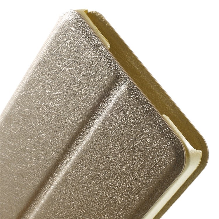 For Samsung Galaxy A5 SM-A500F Dual-window Silk Leather Bracket Cover - Champagne-9