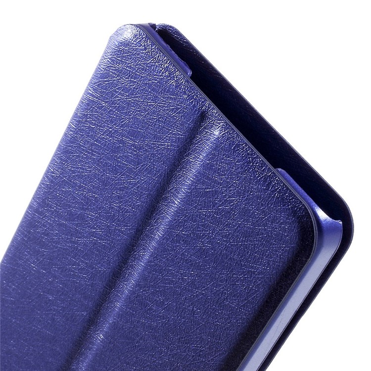 For Samsung Galaxy A5 SM-A500F Dual-window Silk Leather Bracket Cover - Blue-8
