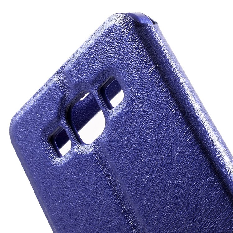 For Samsung Galaxy A5 SM-A500F Dual-window Silk Leather Bracket Cover - Blue-9