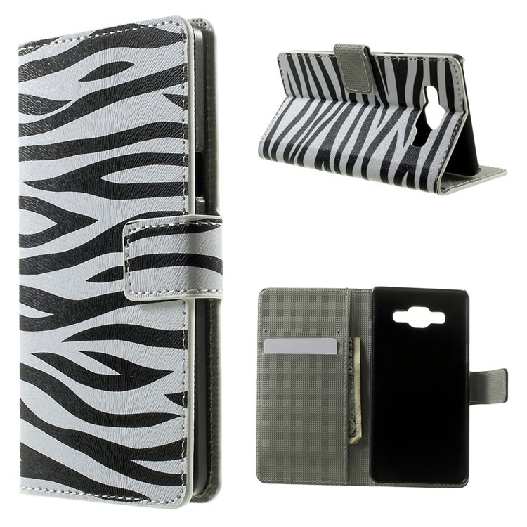 Zebra Stripes Flip Leather Wallet Stand Case for Samsung Galaxy A5 SM-A500F-1