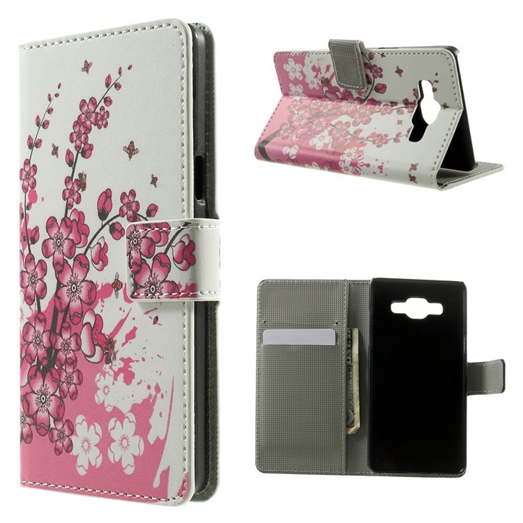 Plum Blossom Flip Leather Wallet Stand Case for Samsung Galaxy A5 SM-A500F-1